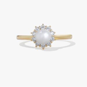 Victoria Emerson Mya Pearl Ring with Halo sz 8 NEW!